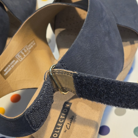 Clarks Collection Soft Cushion Annadell Eirwyn Platform Wedge Sandal 10 Navy Blu - Picture 7 of 11